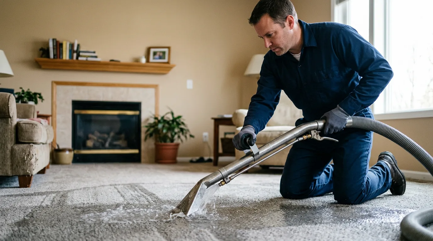 Water damage restoration technician working near Buffalo, NY